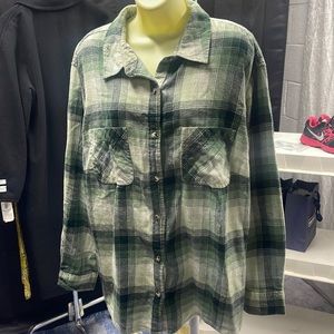 a.n.a 1X Light Flannel Green and White